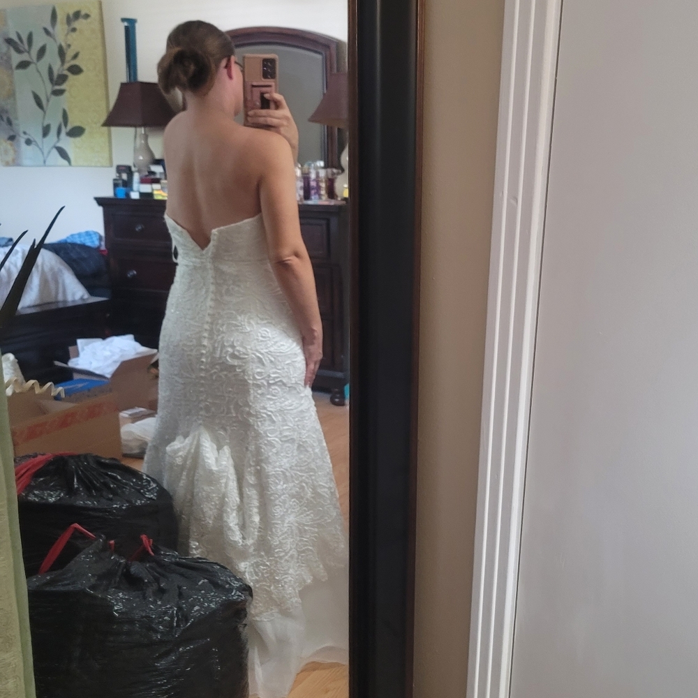 Galina Signature Soft White Trumpet Strapless Wedding Dress - Picture 5 of 17